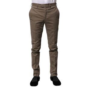 BENCIVENGA Brown Cotton Tapered Formal Dress Men's Pants